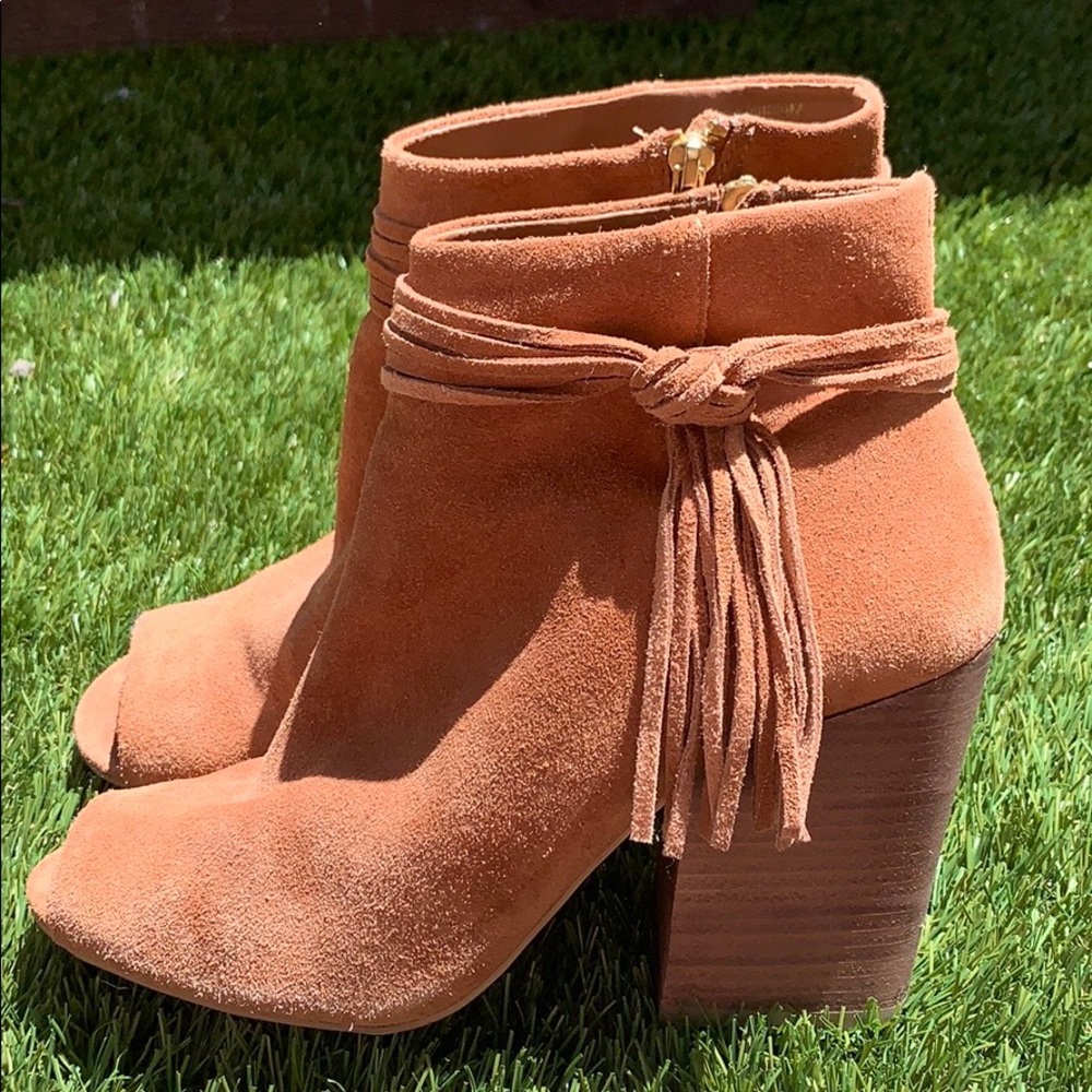 Suede fringe booties